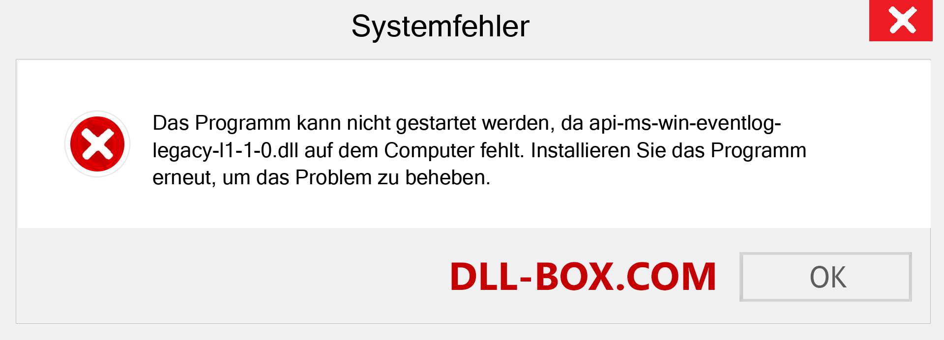 api-ms-win-eventlog-legacy-l1-1-0.dll-Datei fehlt?. Download für Windows 7, 8, 10 - Fix api-ms-win-eventlog-legacy-l1-1-0 dll Missing Error unter Windows, Fotos, Bildern